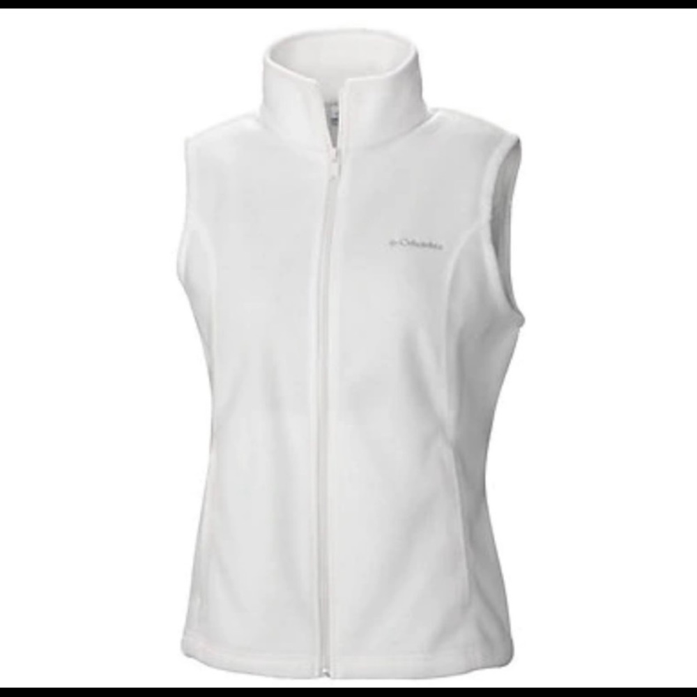 Columbia vest white Cream colored size M side zipper pockets and zipper front